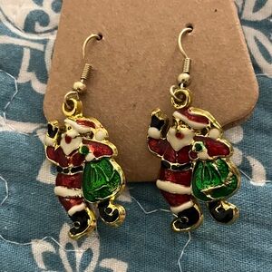 Festive Santa Earrings in Red, Green, and Gold